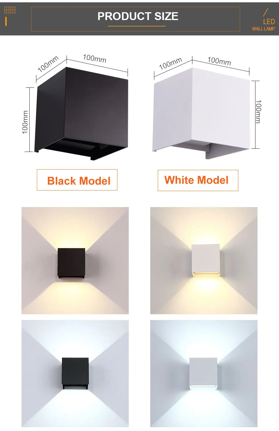 IP65 waterproof LED wall light by Showlu Smart General, 6W or 12W, featuring durable outdoor lighting with a sleek design.