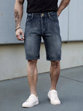 Slim fit men's denim shorts in classic style, Showlu Fashion, featuring stretch fabric, casual summer design, size 40.