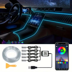 Car Interior RGB Ambient Light Strip App Control 12V Music Sync