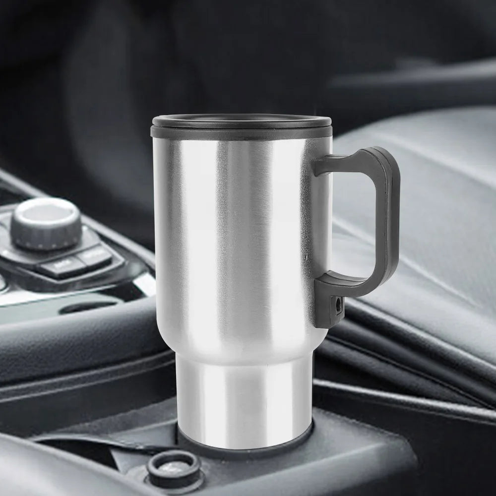 Camping Travel Kettle Electric Heating Car Kettle Stainless Steel Water Coffee Milk Thermal Mug Vehicle Heating Cup 12V 450ml