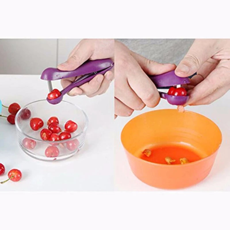 Cherry pit remover tool by Showlu Fashion Store, showing the handheld kitchen tool designed for removing pits from cherries and olives.