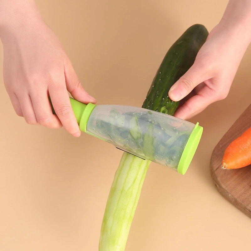 Showlu Fashion Store multifunctional peeling knife with storage tube, ideal for peeling apples and household kitchen tasks.