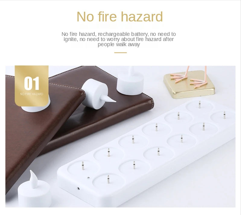 Showlu Smart General LED rechargeable candle set with flickering warm light and realistic wax appearance.