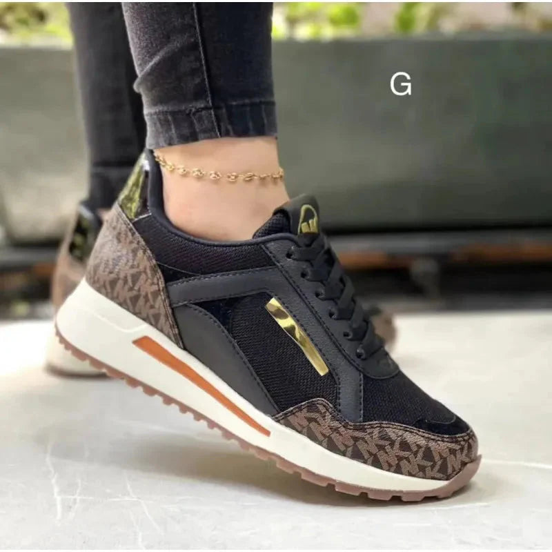 SHOWLU FASHION women's wedge sports sneakers made of casual PU leather, featuring a stylish and comfortable design.