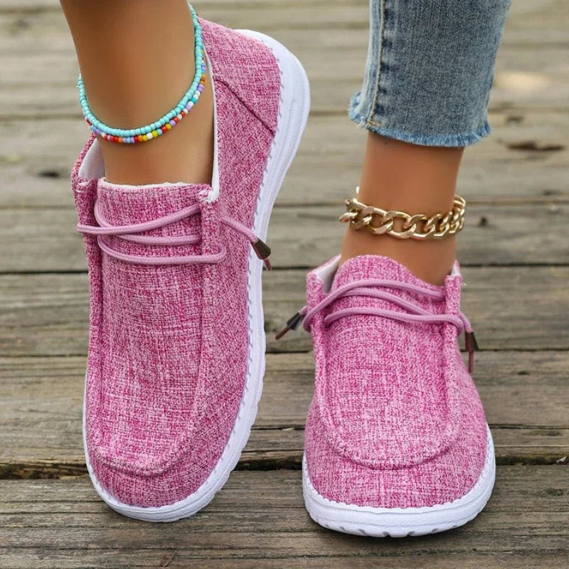 Women's casual lace-up loafers by SHOWLU FASHION STORE, comfortable flat sports shoes with a stylish design and breathable material.