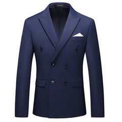 2025 Fashion New Men's Casual Boutique Business Solid Color Double Breasted Suit Jacket Blazers Coat