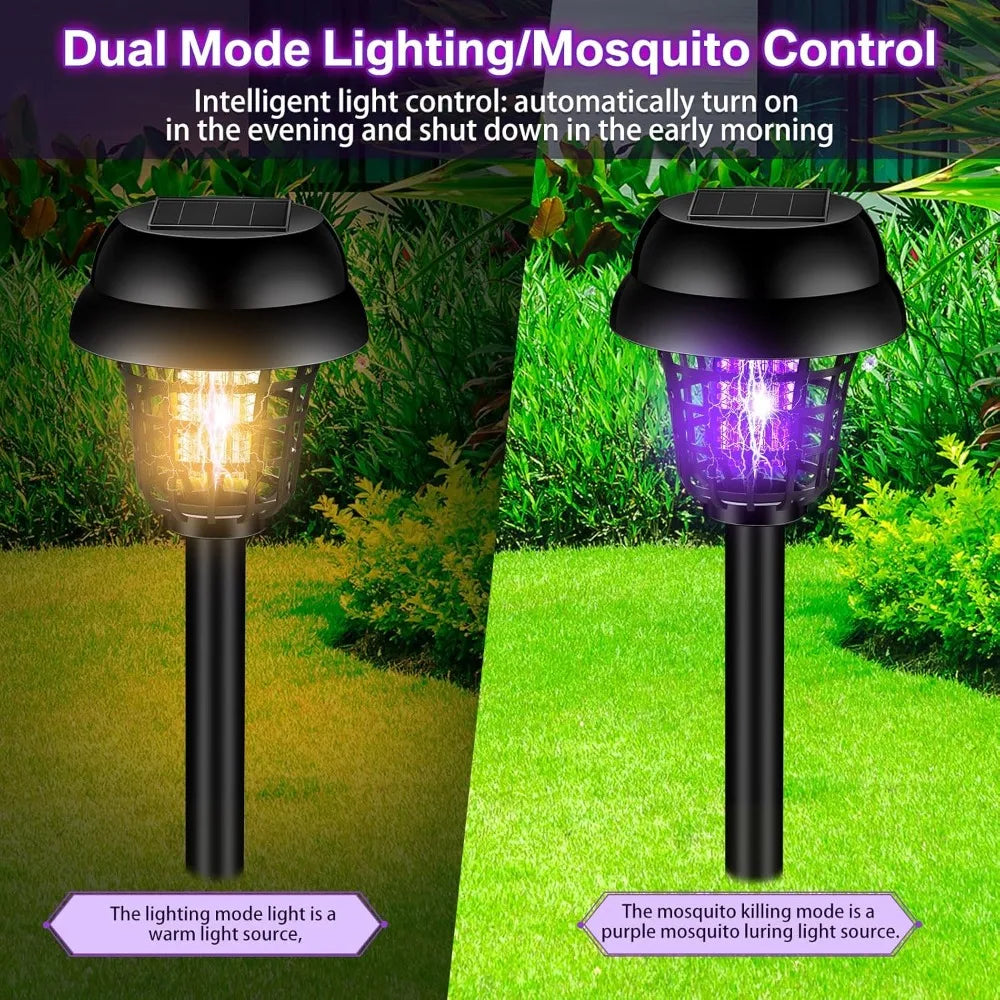 Showlu Smart Solar Bug Zapper with two light modes, outdoor mosquito killer device with UV light for insect control.