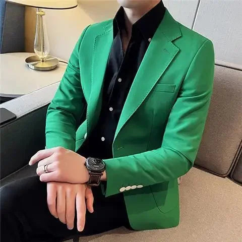 Men's slim fit business blazer by SHOWLU FASHION STORE, single-breasted cotton jacket with tailored fit and classic style.