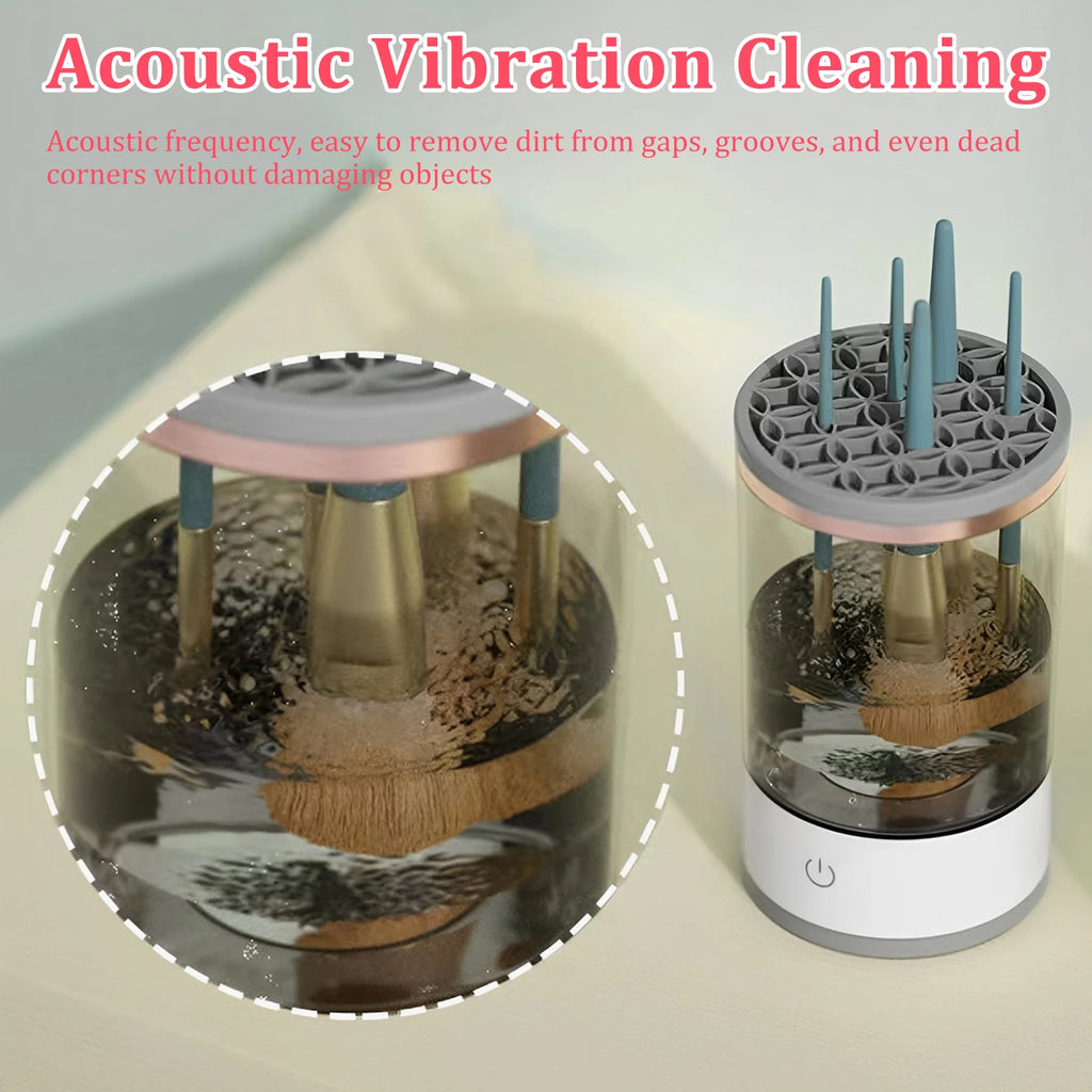 Showlu Smart Electric Makeup Brush Cleaner with USB, automatic deep cleaning for brushes, compact and easy to use.