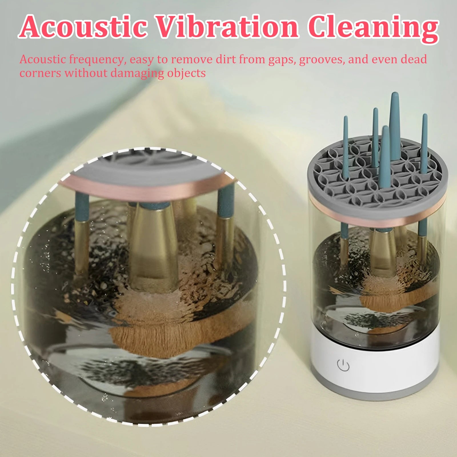 Showlu Smart Electric Makeup Brush Cleaner with USB, automatic deep cleaning for brushes, compact and easy to use.