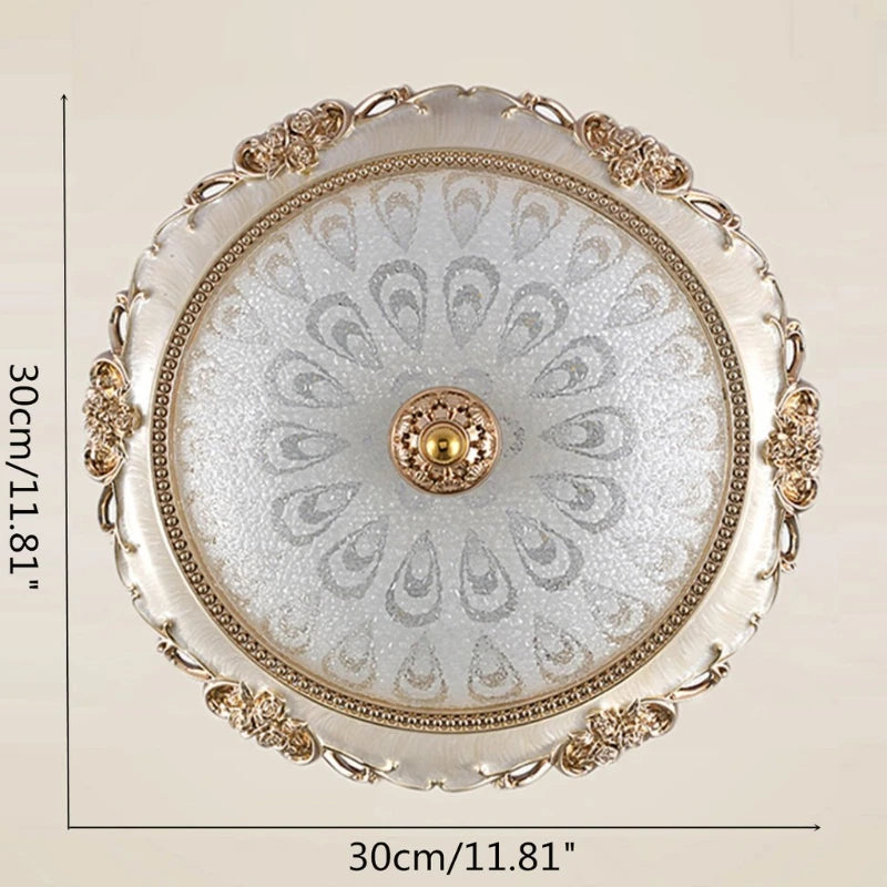 Modern round LED ceiling light by Showlu Fashion Store with gold glass surface mount, sleek and stylish lighting fixture.