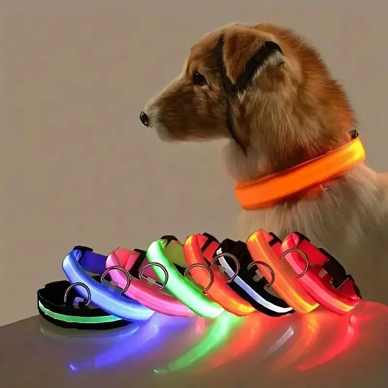 LED glow dog collar and safety night leash by Showlu Smart General, featuring bright illumination and durable design for visibility.