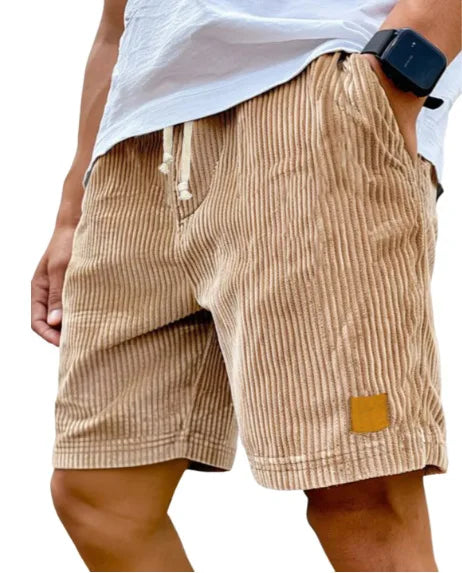 Men's retro corduroy casual shorts by Showlu Fashion, solid color, relaxed fit, ideal for stylish, comfortable summer wear.
