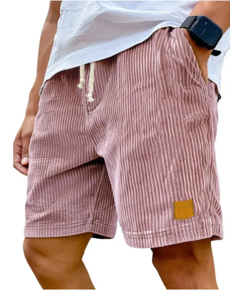 Men's retro corduroy casual shorts by Showlu Fashion, solid sweatpants style, comfortable Harajuku-inspired short pants.