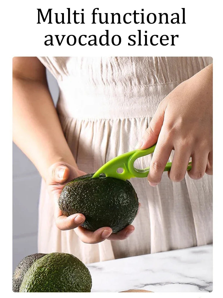 Showlu Smart General 3-in-1 avocado tool with peeler, pitter, and slicer for easy avocado preparation.