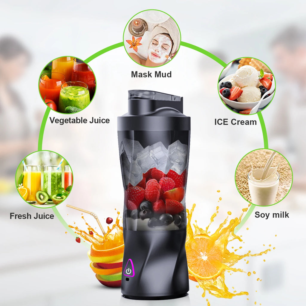 Showlu Smart Portable Electric Juicer Blender with 700ml capacity and 360W motor, shown with fruit and blending in action.