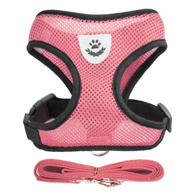Showlu Fashion Store adjustable polyester cat harness vest with leash, mesh puppy dog collar and walking lead for small and medium pets.