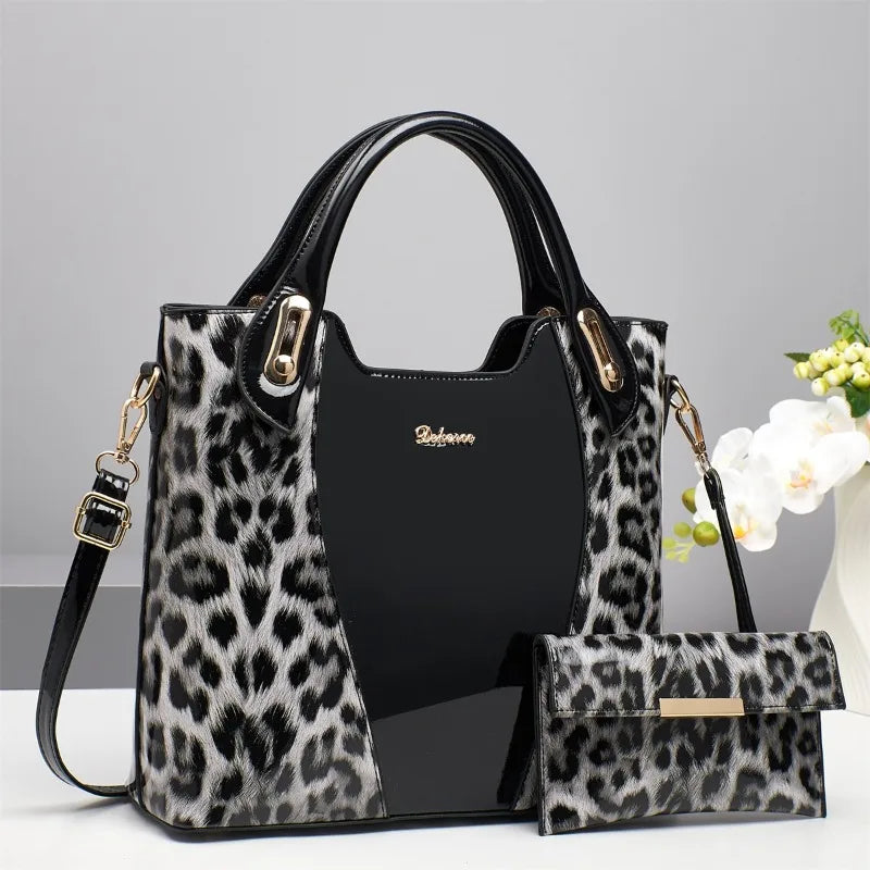 New Patent Leather Handbag Banquet Dress One-shoulder Cross-body Bags Large-capacity Female Daily Design Totes Shopping Bag