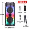 Portable Bluetooth speaker by MouZYuan with 30W power, HiFi sound, wireless subwoofer, and LED lights, in black color.