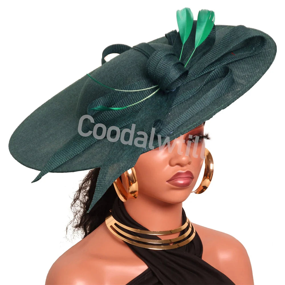 Pink Derby big fascinator hat headband with elegant wedding and race millinery design, suitable for brides and special occasions.