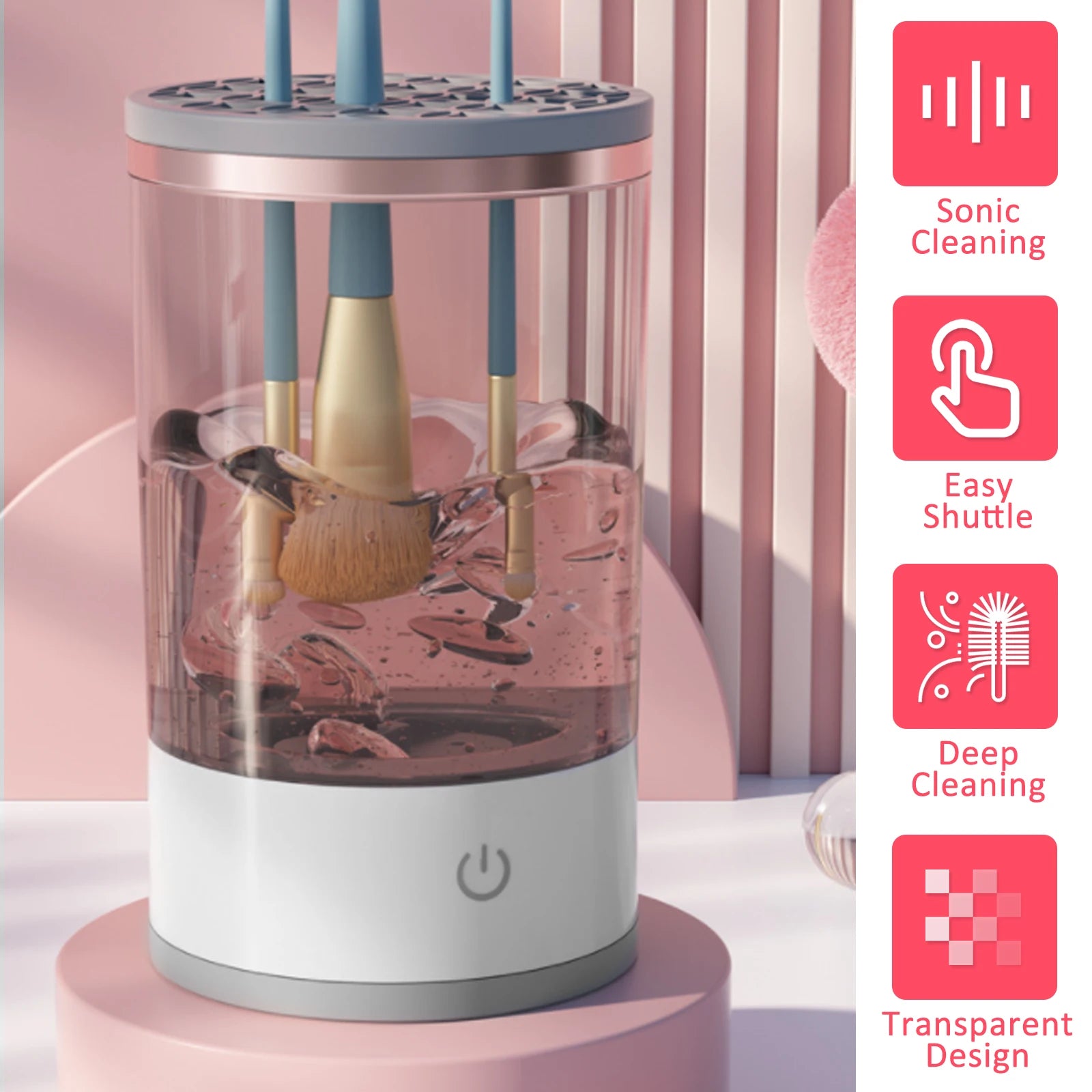 Showlu Smart Electric Makeup Brush Cleaner with USB connection, automatic deep cleaning for makeup brushes.