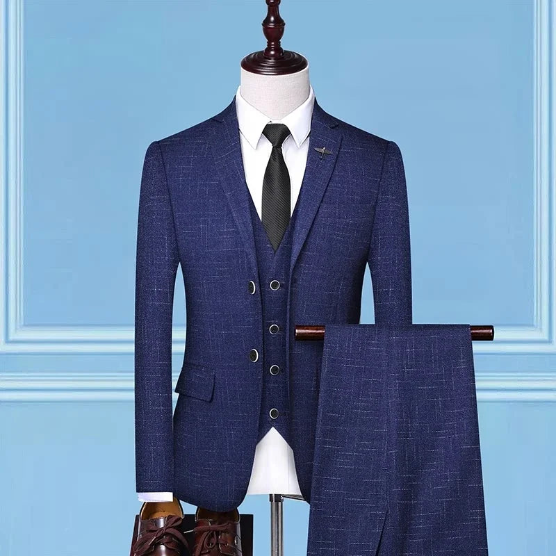 Boutique (Blazer + Vest + Trousers) Men's Fashion Business Slim A Variety of Elegant Gentlemen's Casual Dresses Formal 3-Piece