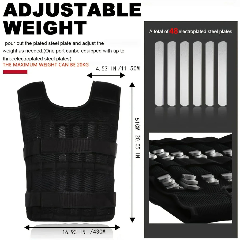 Showlu adjustable weight vest and ankle weights for strength training, featuring padded straps and durable construction for fitness.