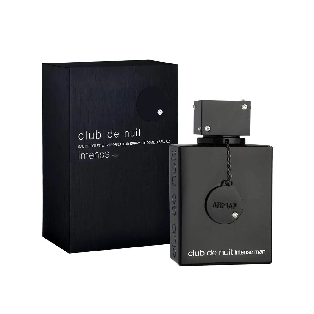 Armaf Club de Nuit Intense Men EDT bottle featuring citrus, aromatic, and woody notes, with a sleek design and modern fragrance presentation.