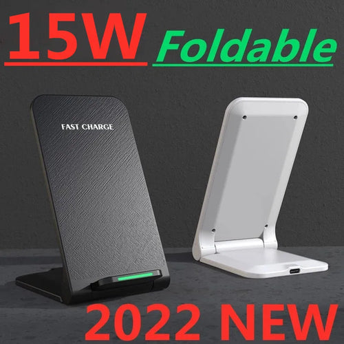 Showlu Smart General 30W fast wireless charging stand with sleek design and adjustable viewing angle for smartphones.