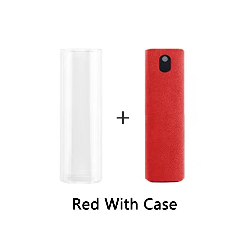 Showlu 2-in-1 mobile phone screen cleaner spray bottle with microfiber cloth for iPhone, iPad, MacBook screen cleaning.