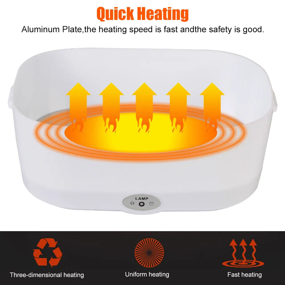 Showlu Electric Heated Lunch Box, portable 12V and 220V food warmer for hot meals on the go