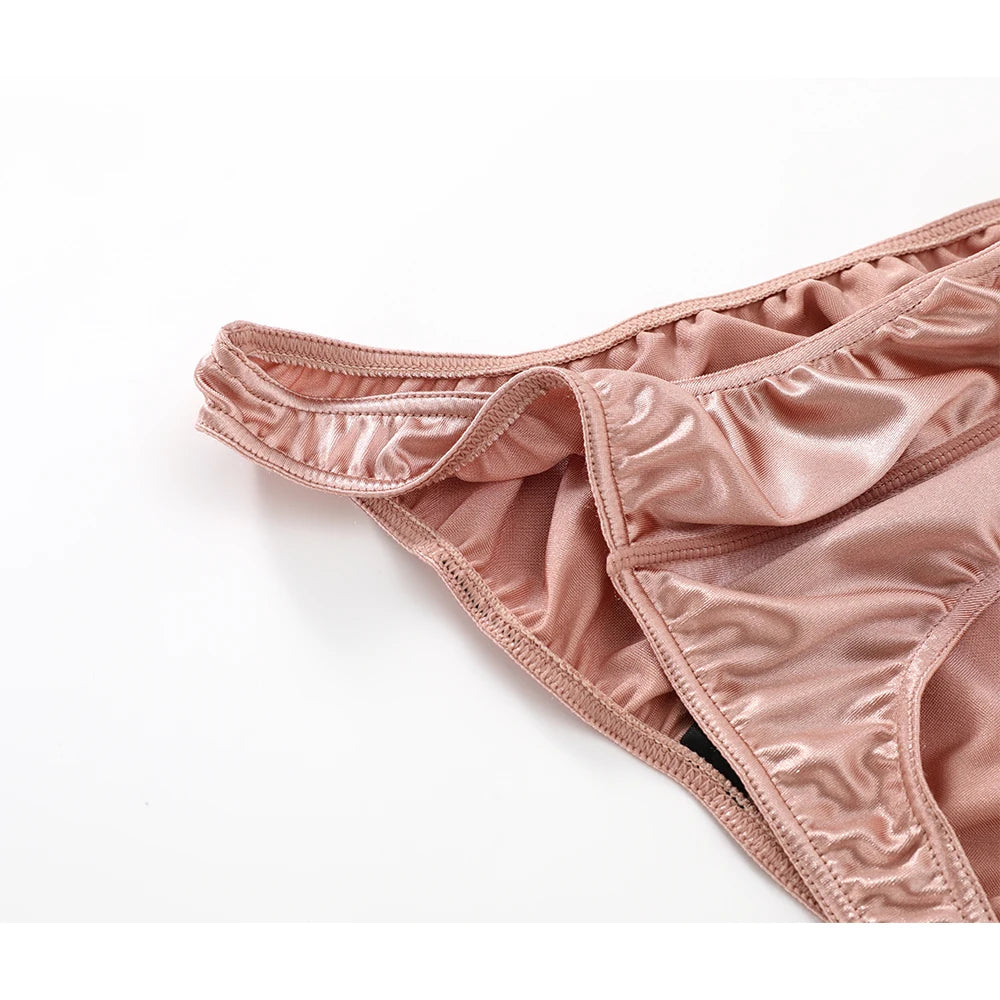 Men's satin silky briefs by Showlu Fashion Store, comfortable large size sexy underwear in smooth, shiny satin fabric.