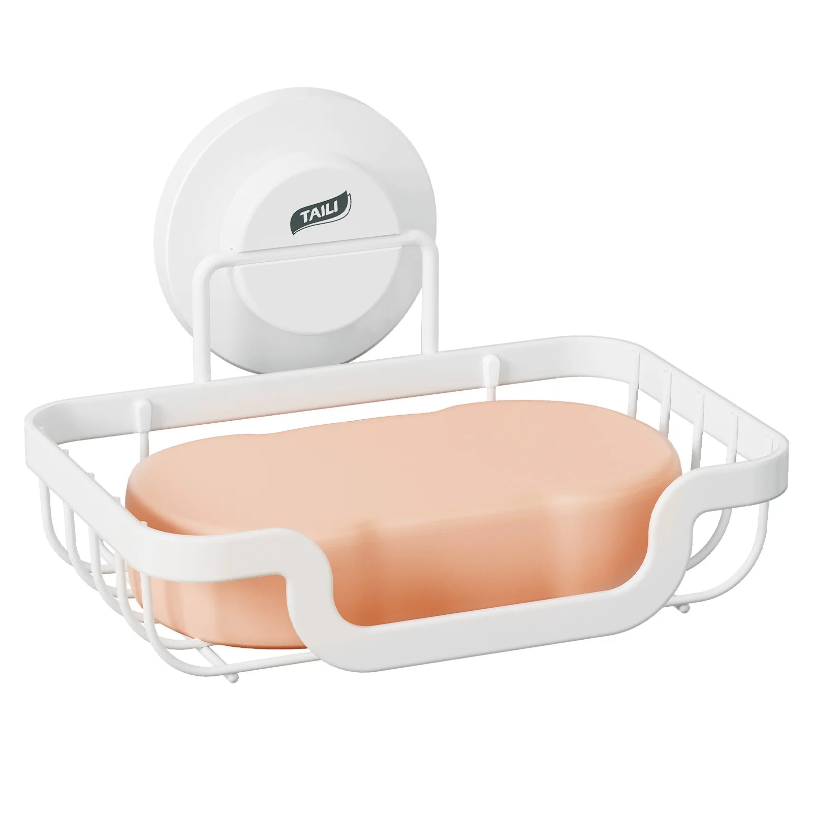 Wall mounted soap holder with drain from Showlu Smart General, showcasing a sleek bathroom accessory with drainage feature.