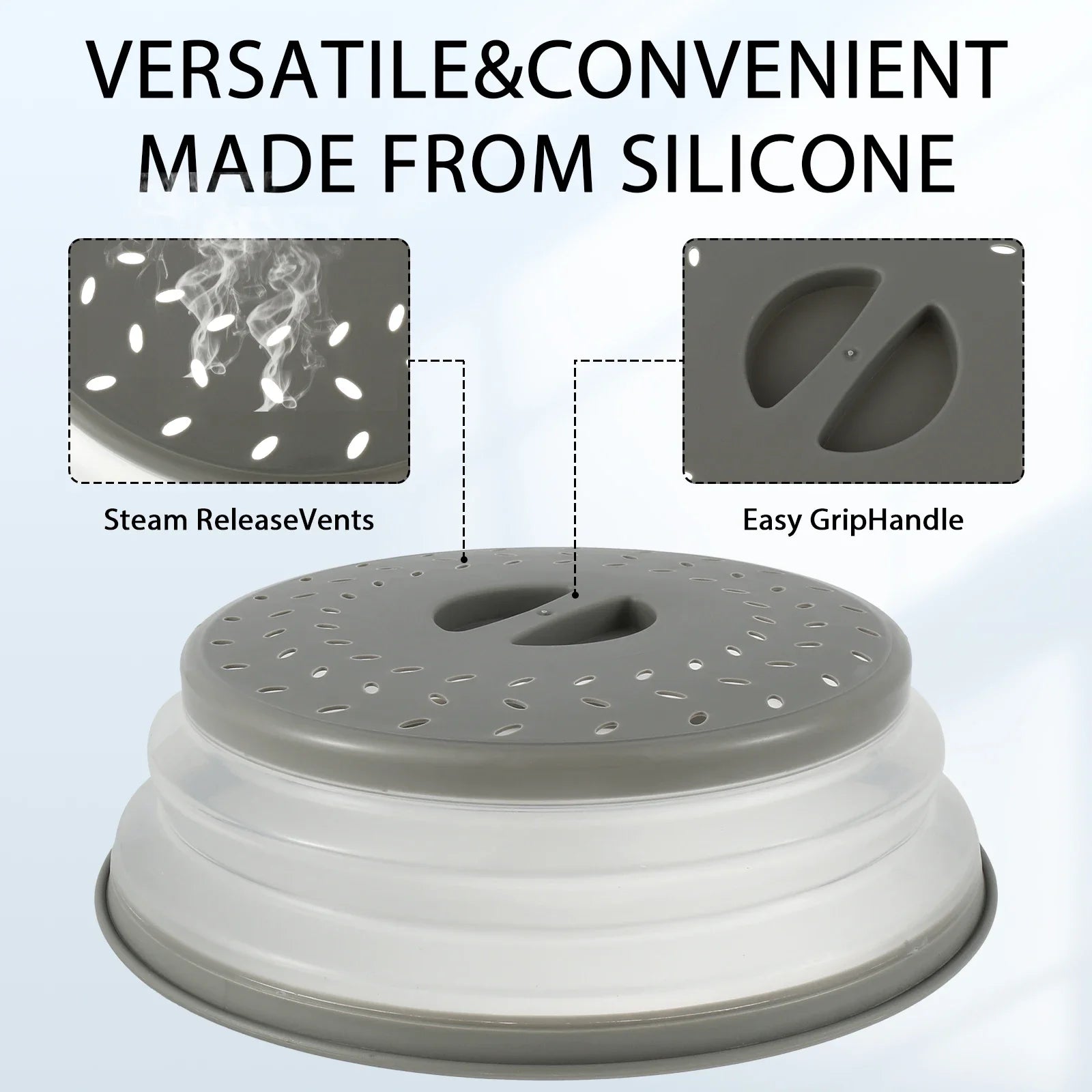 Showlu Smart General silicone microwave cover with vent holes, flexible lid for steaming and splatter protection in the kitchen