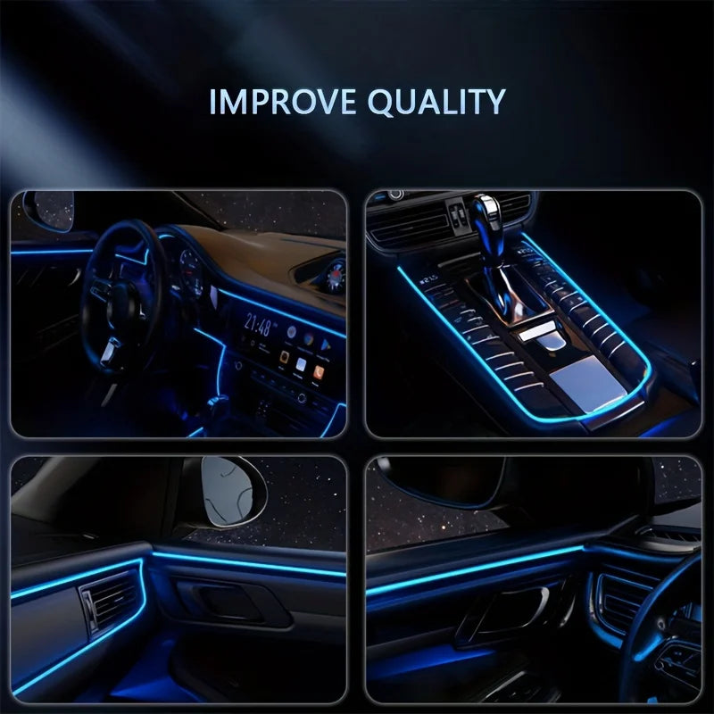 Showlu Smart RGB car interior ambient light strip with app control and music sync, 12V for customizable interior lighting.