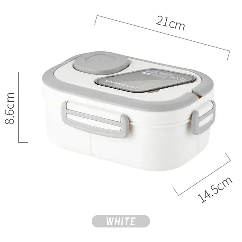 Portable wheat straw bento lunch box with handle, reusable food container for meals and snacks, ideal for on-the-go eating