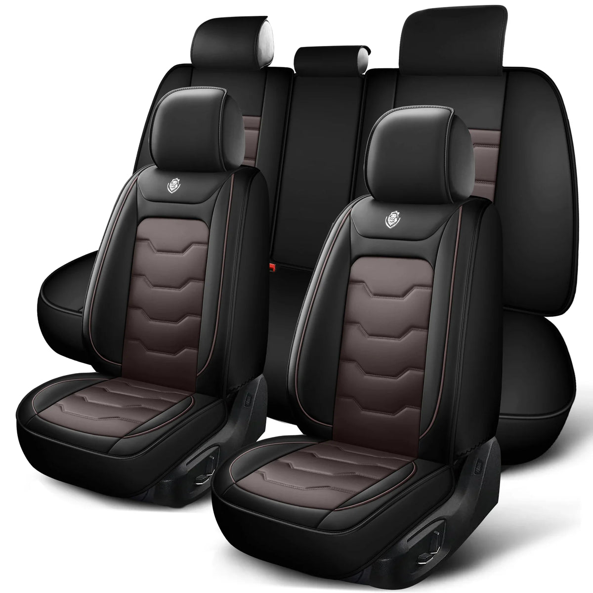SHOWLU Universal 5-Seater Car Seat Cover set in artificial leather, includes five pieces for car interior protection and style.