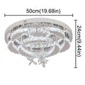 VETRULUS Modern K9 Crystal Chandelier with dimmable LED flush mount light, showcasing sparkling crystal details and sleek design