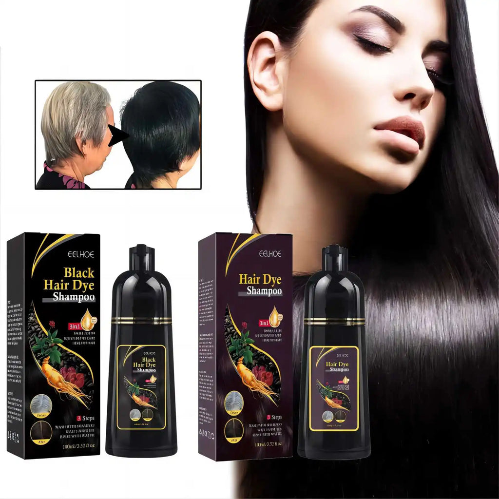 Eelhoe Black Hair Dye Shampoo by SHOWLU FASHION STORE, 100ml bottle of natural polygonum gray hair cover product.