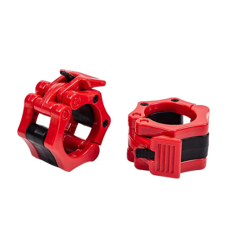 Showlu Fashion Store barbell clamps with quick release spin lock, designed for weightlifting and strength training safety.