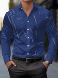 Men's long-sleeved spring shirt by Showlu Fashion, minimalist line design, casual business style, high-end men's clothing.