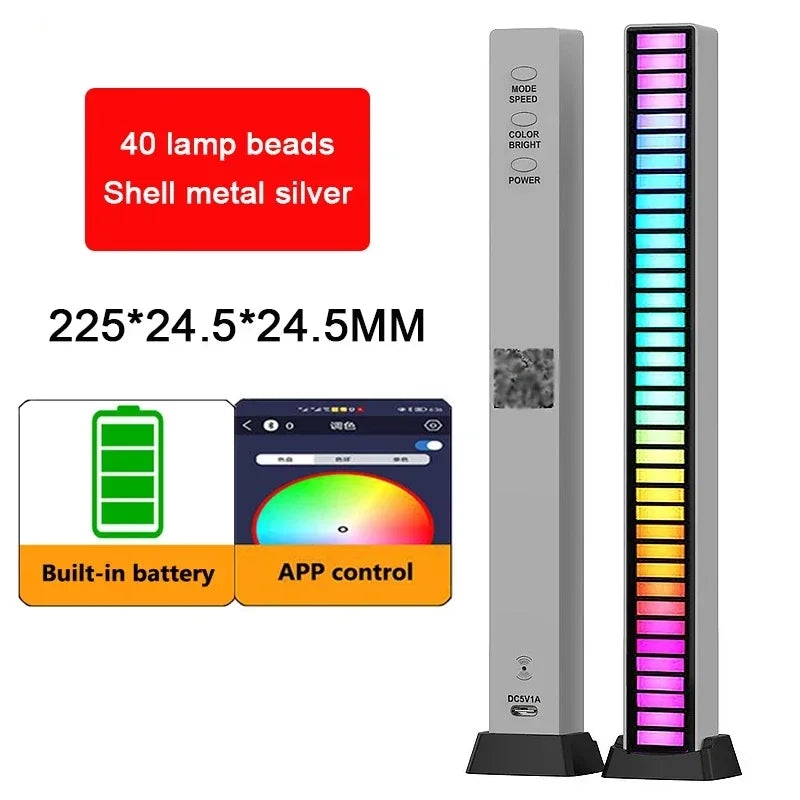 RGB Sound Control LED music rhythm light bar by Showlu Smart General displaying colorful lights synchronized to music rhythm.