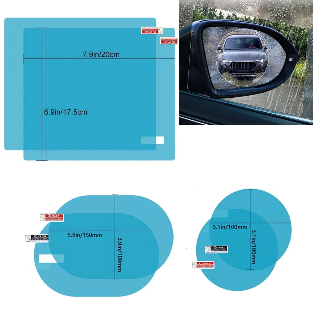 Showlu Smart General car rearview mirror anti-fog rainproof film set installed on a mirror, enhancing visibility in all weather conditions.