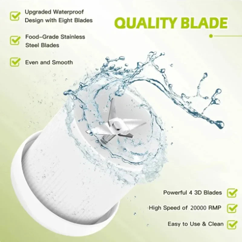 Portable MIKO NICE electric juicer by SHOWLU FASHION STORE, 380ml USB rechargeable fruit blender on a white background.