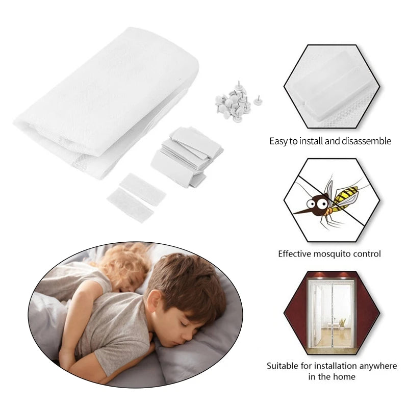 Showlu Smart General magnetic mesh door curtain with self-adhesive anti-mosquito screen, hanging open with mesh panels visible.