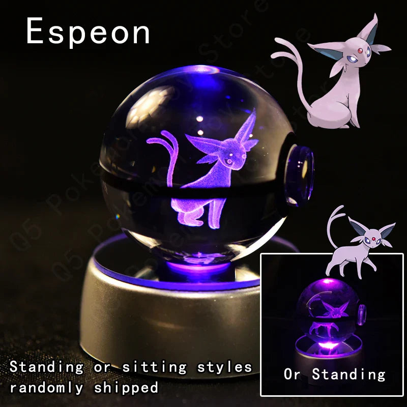 Miniso Pokémon 3D crystal ball night light featuring an LED glass Pokéball lamp with a detailed Pokémon design.