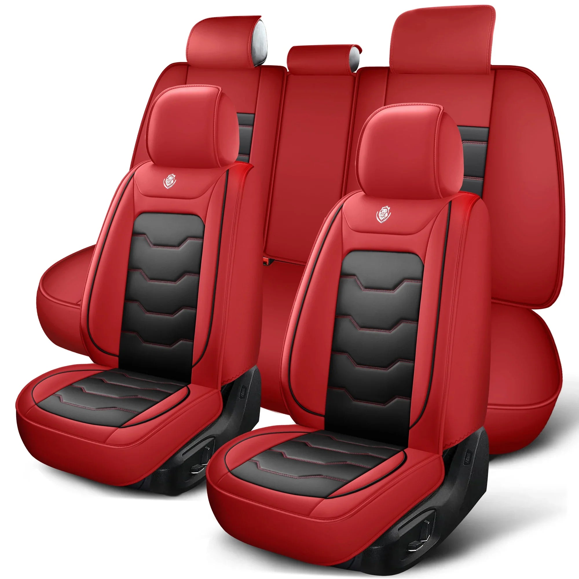 SHOWLU Universal 5-Seater Car Seat Cover set in artificial leather, featuring five pieces for full vehicle seat protection.