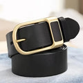 Showlu Fashion men's PU leather cowboy belt with retro pin buckle, ideal for jeans and casual wear.