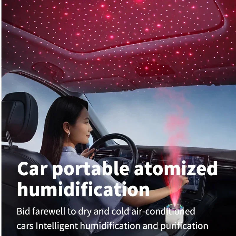 SHOWLU FASHION STORE TENGKESi Ultrasonic Car Humidifier with 1L capacity and starry sky projector, USB-powered, for vehicle use