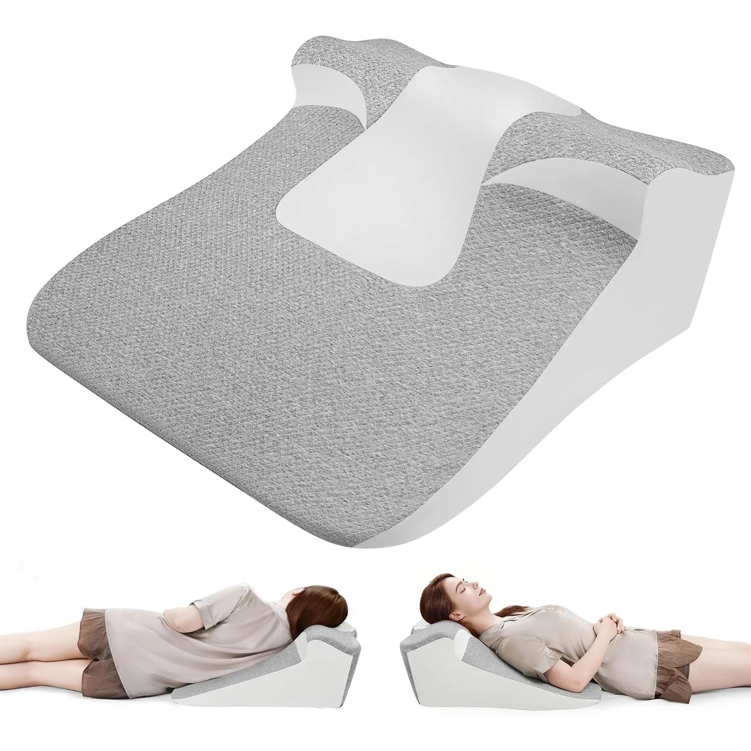 Showlu Memory Foam Bed Wedge Pillow for acid reflux and reading, with supportive incline and soft fabric cover.